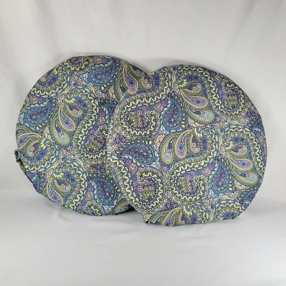 Vera Neumann Outdoor Patio Bistro Bar Paisley Round Chair Seat Cushions Set Ties